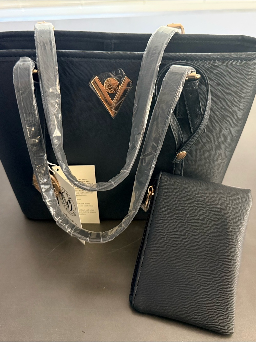 VALENTINO ORLANDI Natalia Tote with Matching Wristlet Navy